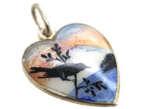 Norwegian Silver Gilt & Enamel Heart Shaped Pendant of a Bird by Ivar T. Holth