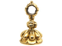 Regency Small 15ct Gold Cased Seal with Bloodstone Intaglio of a Bird Flying out of Cage