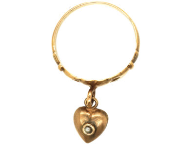 Edwardian 9ct Gold “Fede” Ring with Drop Heart
