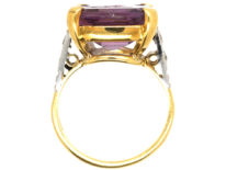 18ct Gold, Diamond & Amethyst Ring with Intaglio of a Bird