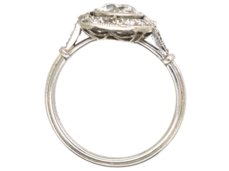 Art Deco Platinum & Diamond Solitaire Ring with Diamond Set Shoulders