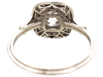 Art Deco Platinum & Diamond Solitaire Ring with Diamond Set Shoulders