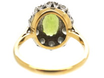 18ct Gold Peridot & Diamond Oval Cluster Ring