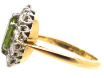 18ct Gold Peridot & Diamond Oval Cluster Ring