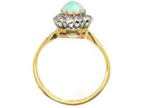 Edwardian 18ct Gold, Opal & Diamond Cluster Ring