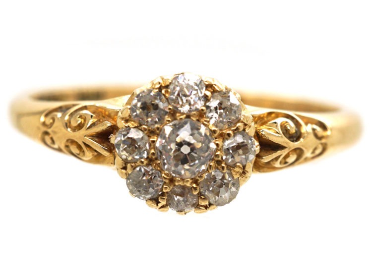 Edwardian 18ct Gold & Diamond Cluster Ring