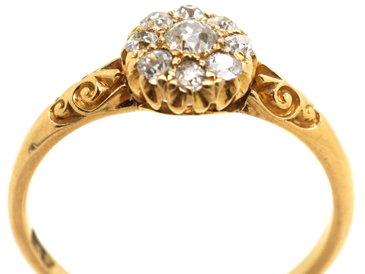 Edwardian 18ct Gold & Diamond Cluster Ring