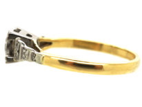 Art Deco 18ct Gold Diamond Ring With Step Cut Diamond Set Shoulders