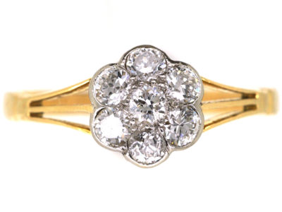 Edwardian 18ct Gold & Platinum, Diamond Cluster Ring