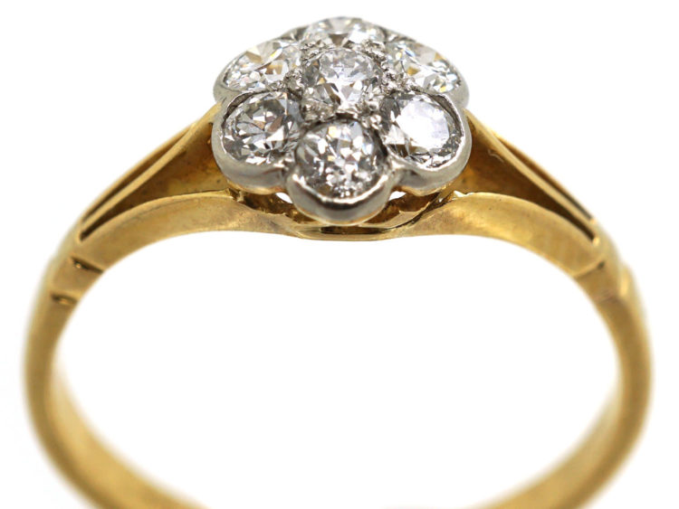 Edwardian 18ct Gold & Platinum, Diamond Cluster Ring