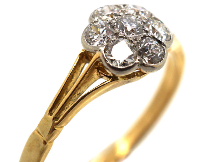 Edwardian 18ct Gold & Platinum, Diamond Cluster Ring