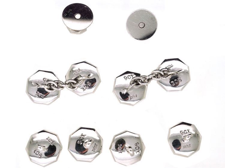 Art Deco 9ct White Gold Dress Set in Original Case