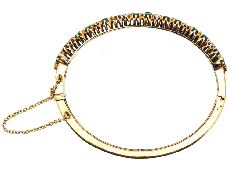 Edwardian 18ct Gold, Diamond & Emerald Bangle