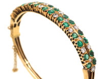 Edwardian 18ct Gold, Diamond & Emerald Bangle