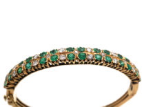 Edwardian 18ct Gold, Diamond & Emerald Bangle