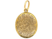 Victorian 15ct Gold Oval Locket With Enamel & Rose Diamond Pansy Motif