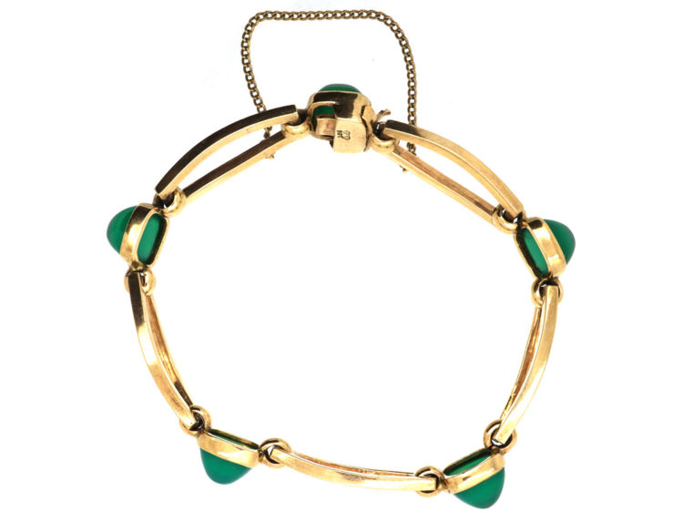 9ct Gold & Green Chalcedony Bracelet by Deakin & Francis