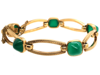9ct Gold & Green Chalcedony Bracelet by Deakin & Francis
