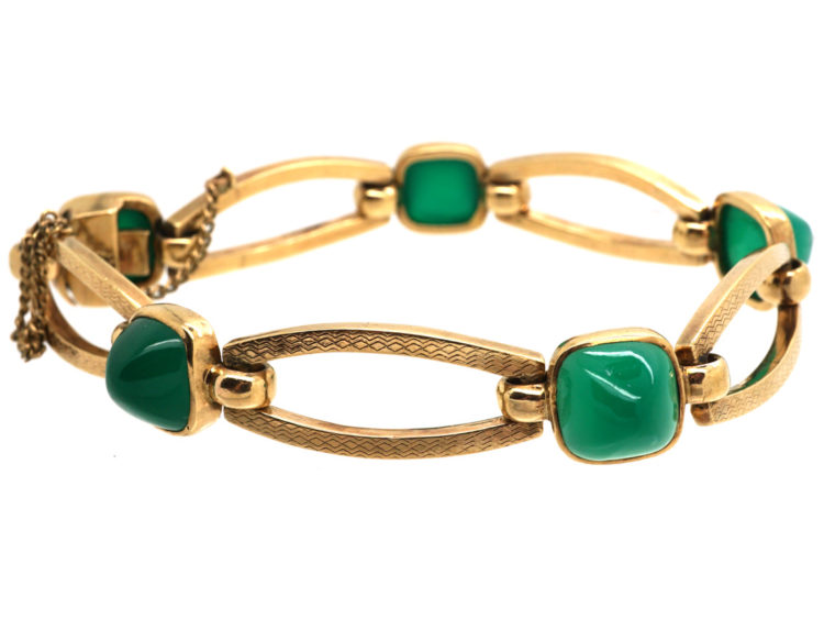 9ct Gold & Green Chalcedony Bracelet by Deakin & Francis