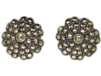 Silver & Marcasite Clip-On Flower Earrings