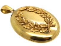 Victorian 15ct Gold Oval Locket with Acorn Motif