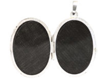 Oval Silver Engraved Flowers Locket