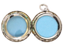 Round Silver Locket Engraved with a Flower