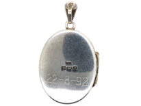 Silver Oval Locket Engraved with Flowers