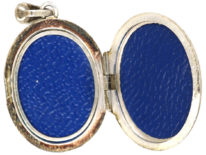Silver Oval Locket Engraved with Flowers