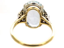 Art Deco 14ct Gold, Diamond & Aquamarine Ring