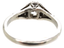 Art Deco 18ct white Gold, Platinum & Diamond Solitaire Ring with Diamond Set Shoulders