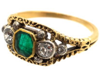 Victorian 18ct Gold, Emerald & Diamond Ring