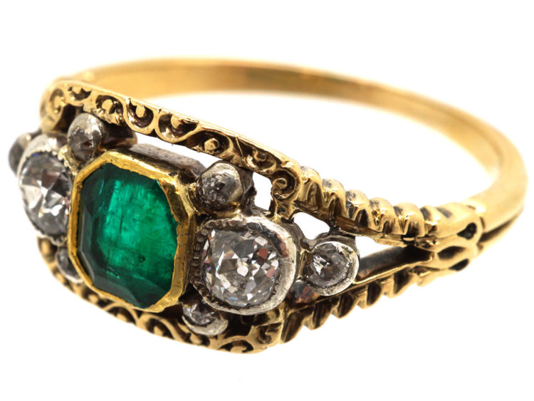 Victorian 18ct Gold, Emerald & Diamond Ring