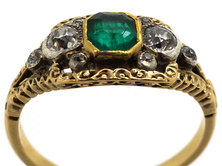 Victorian 18ct Gold, Emerald & Diamond Ring