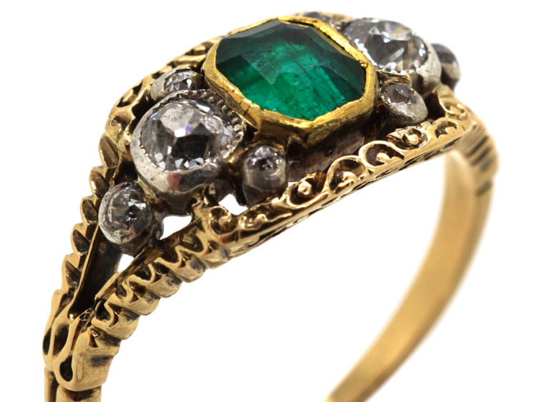 Victorian 18ct Gold, Emerald & Diamond Ring