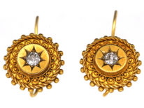 Victorian 18ct Gold Earrings Set With a Diamond