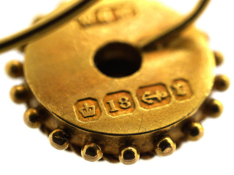 Victorian 18ct Gold Earrings Set With a Diamond