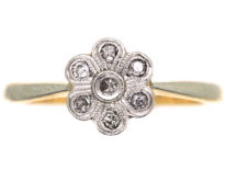 Edwardian 18ct Gold, Platinum Diamond Small Cluster Ring