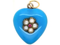 Victorian Gold, Blue Enamel & Natural Split Pearl & Ruby 