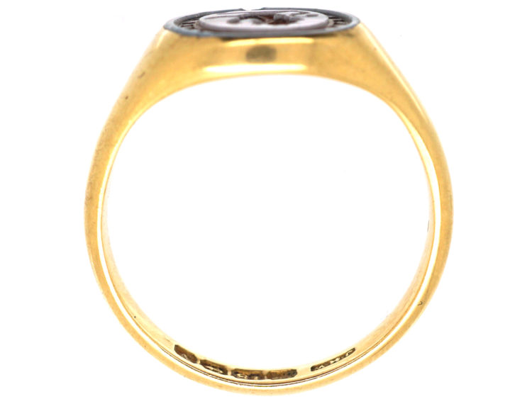 18ct Gold & Carnelian Signet Ring with Lion Intaglio