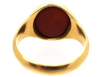 18ct Gold & Carnelian Signet Ring with Lion Intaglio