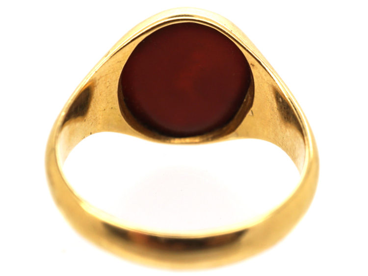 18ct Gold & Carnelian Signet Ring with Lion Intaglio
