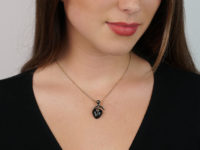 Victorian 15ct Gold, Black Enamel & Rose Diamond Heart Pendant