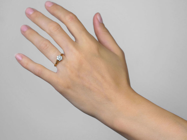 Edwardian 18ct Gold & Platinum, Diamond Cluster Ring