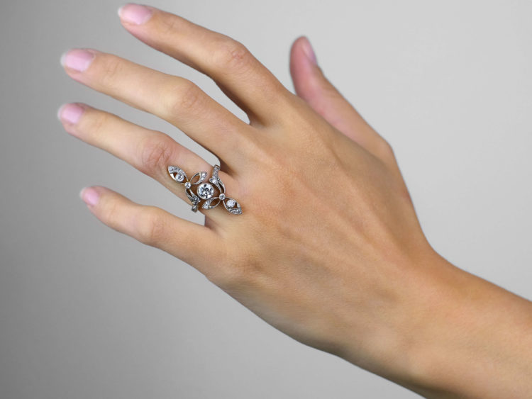 Art Nouveau 18ct Gold, Platinum & Diamond Ring