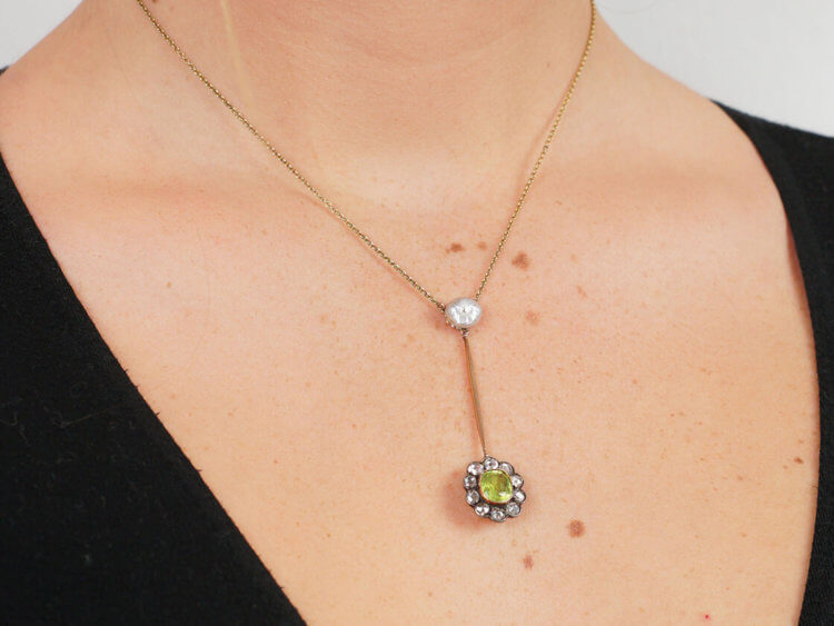 Peridot, Diamond & Pearl Pendant