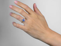 18ct Gold, Sapphire & Diamond Oval Cluster Ring