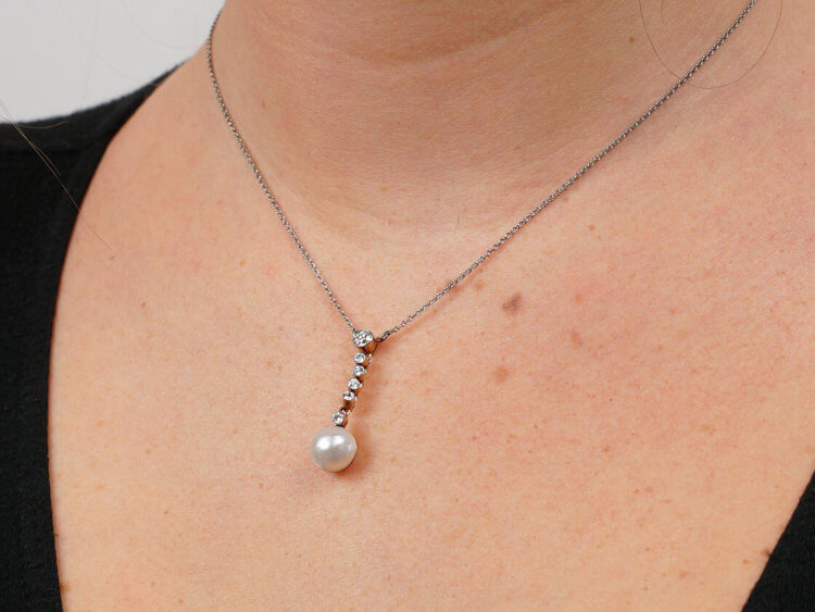 Pearl & Diamond Pendant on Chain