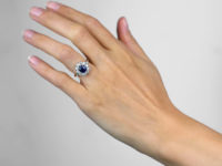 Edwardian 18ct Gold, Sapphire & Diamond Oval Cluster Ring