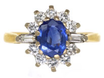 18ct Gold, Sapphire & Diamond Oval Cluster Ring